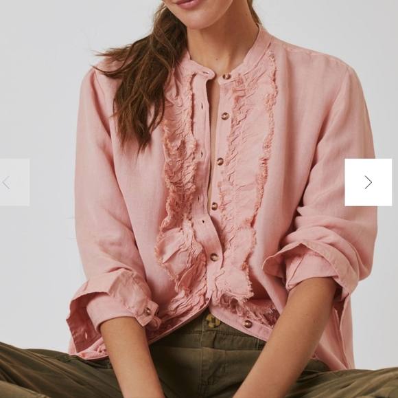 🛑ANTHROPOLOGIE Pilcro Ruffled Placket Shirt - Picture 2 of 8